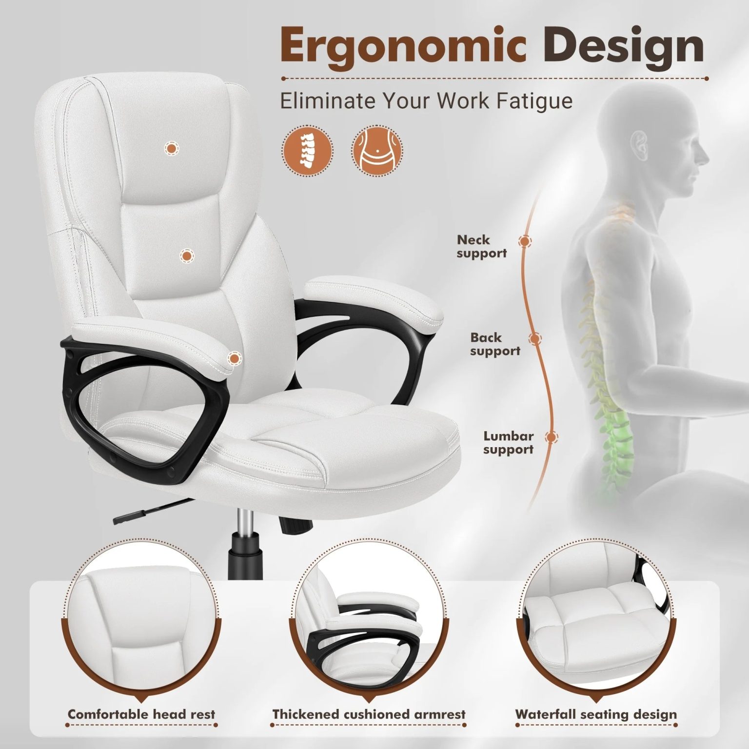 ZenVora High Back Executive Office Chair, Ergonomic Computer Desk Chair for Home and Office