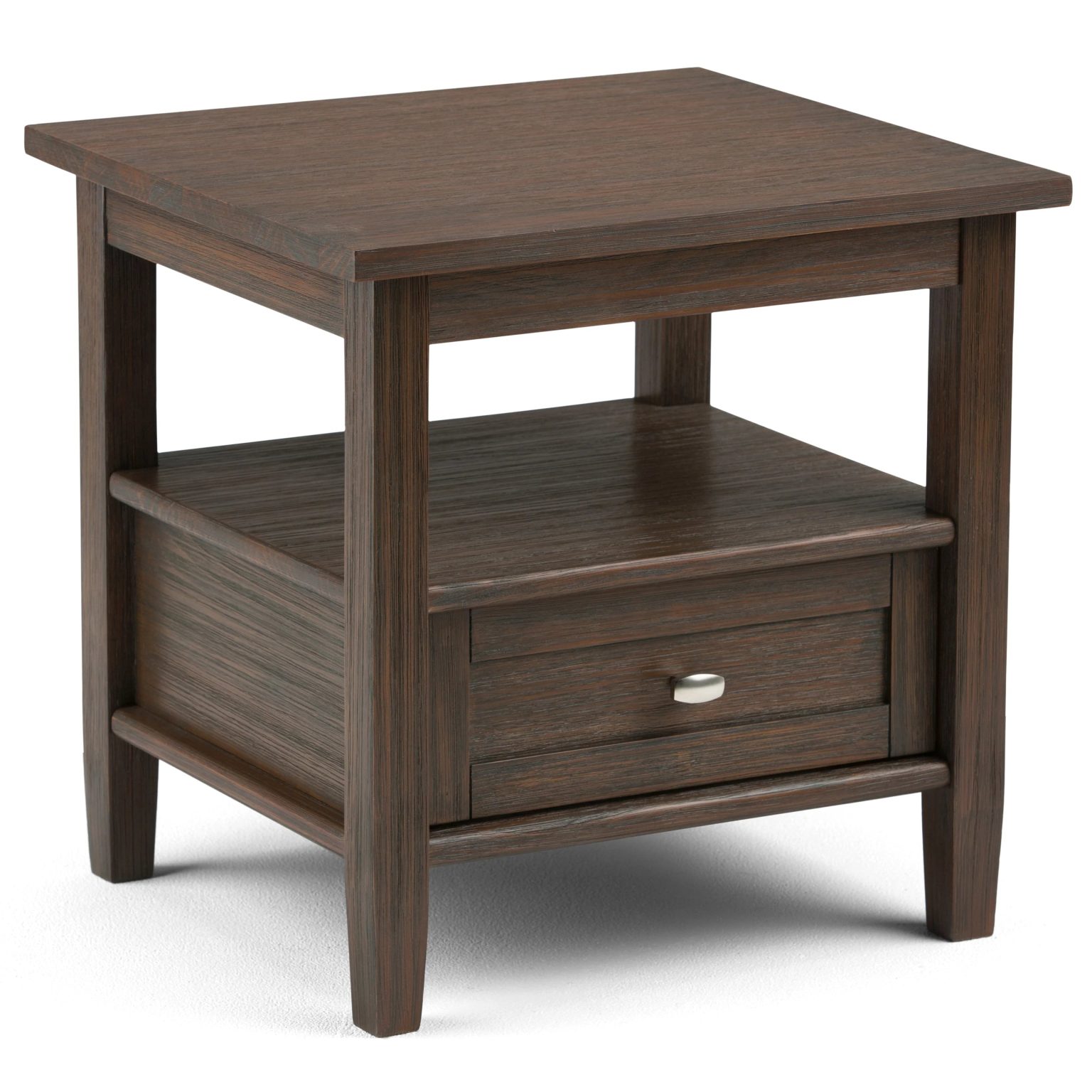 ZenVora 20 Inch Wide Solid Wood Rectangle End Table, Transitional Side Table