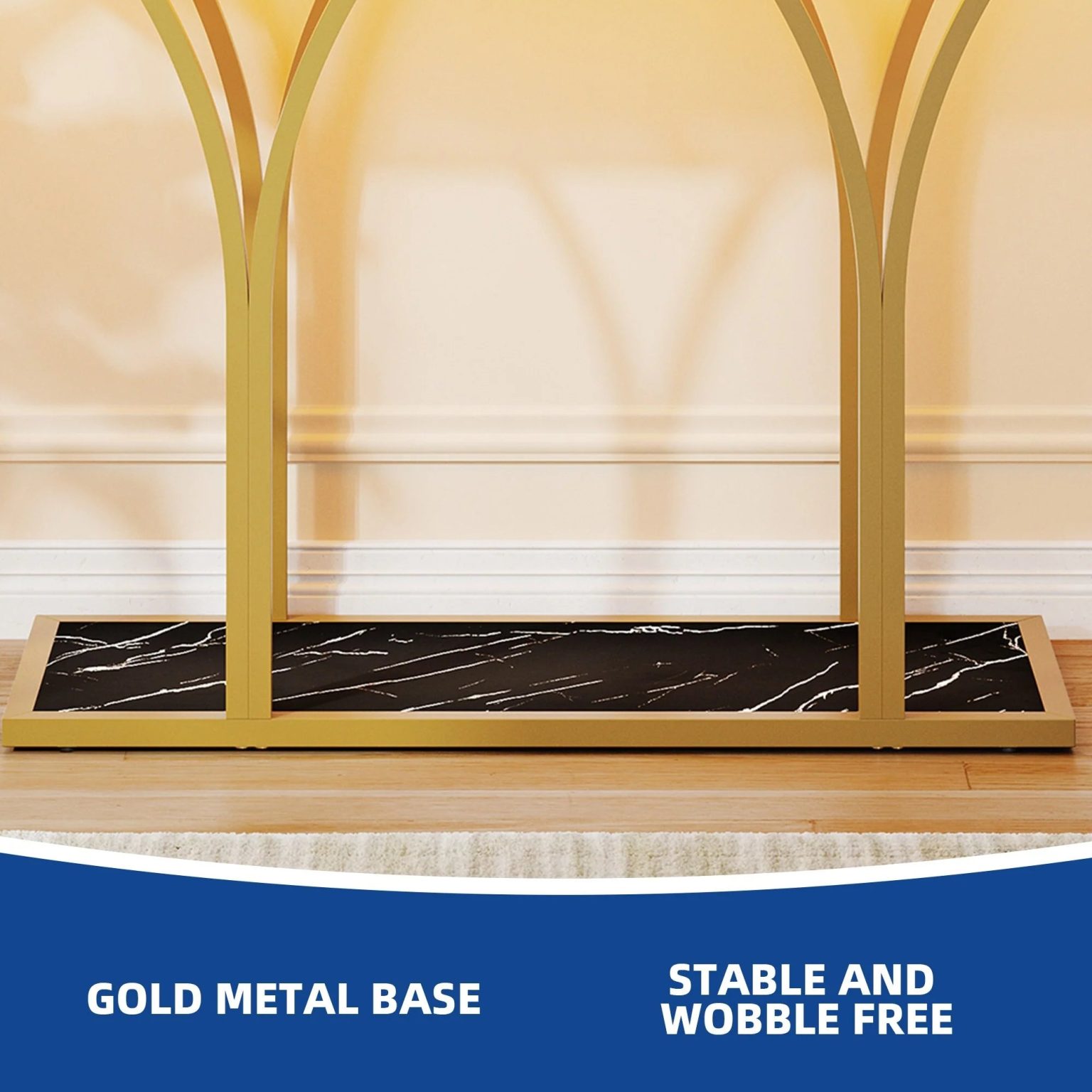 ZenVora Modern Gold Console Table with Marbled Top, Sofa Table for Entryway and Hallway
