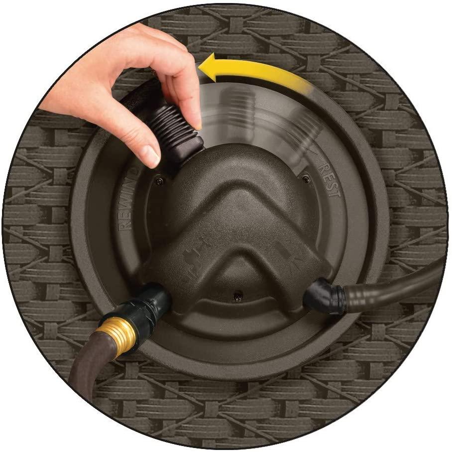 ZenVora Wicker Garden Hose Reel Lightweight Portable Hands Free Water Powered Retractable Hose Reel