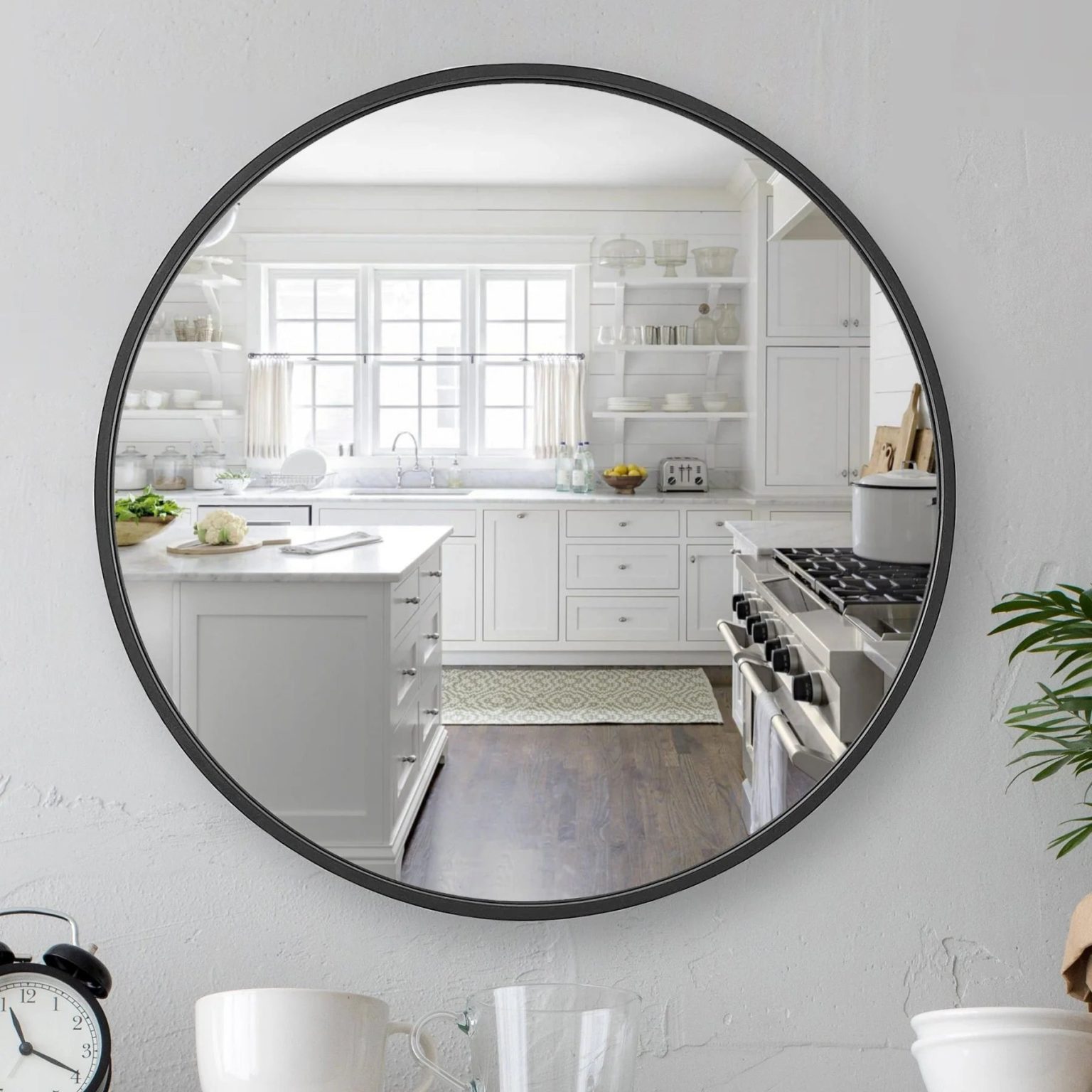 ZenVora Modern Round Aluminum Wall Mirror, Decorative Circular Metal Frame Mirror for Living Room, Bedroom and Entryway