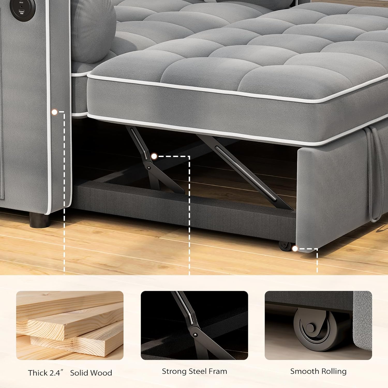 ZenVora 3-in-1 Convertible Sleeper Sofa Bed