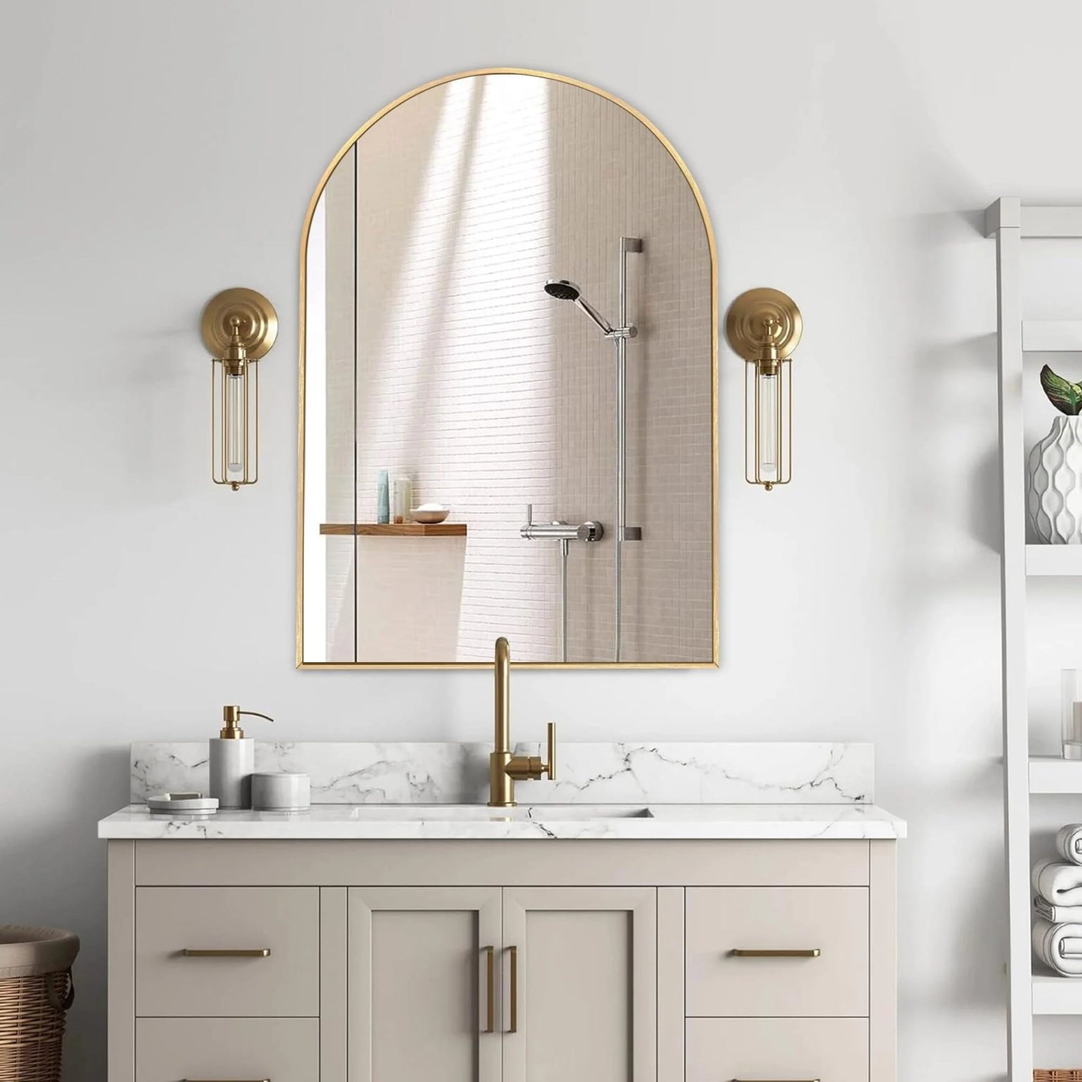 ZenVora Modern Arch Aluminum Bathroom Wall Mirror, Wall Mounted Vanity Mirror for Bathroom, Bedroom and Home Decor