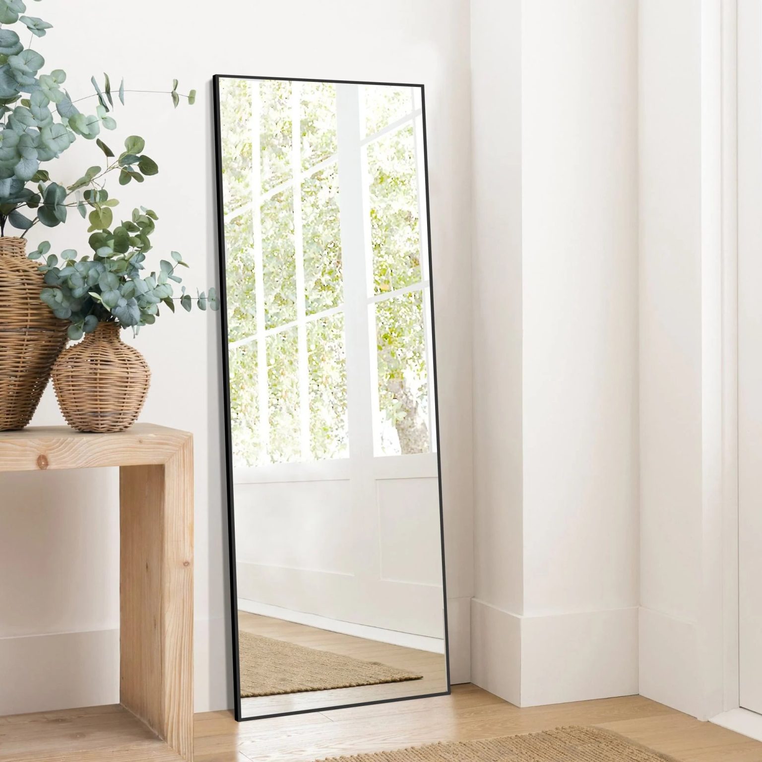 ZenVora 64x21 Full Length Floor Mirror, Large Full Body Aluminum Alloy Frame Standing Mirror with Stand and Wall Mount Option