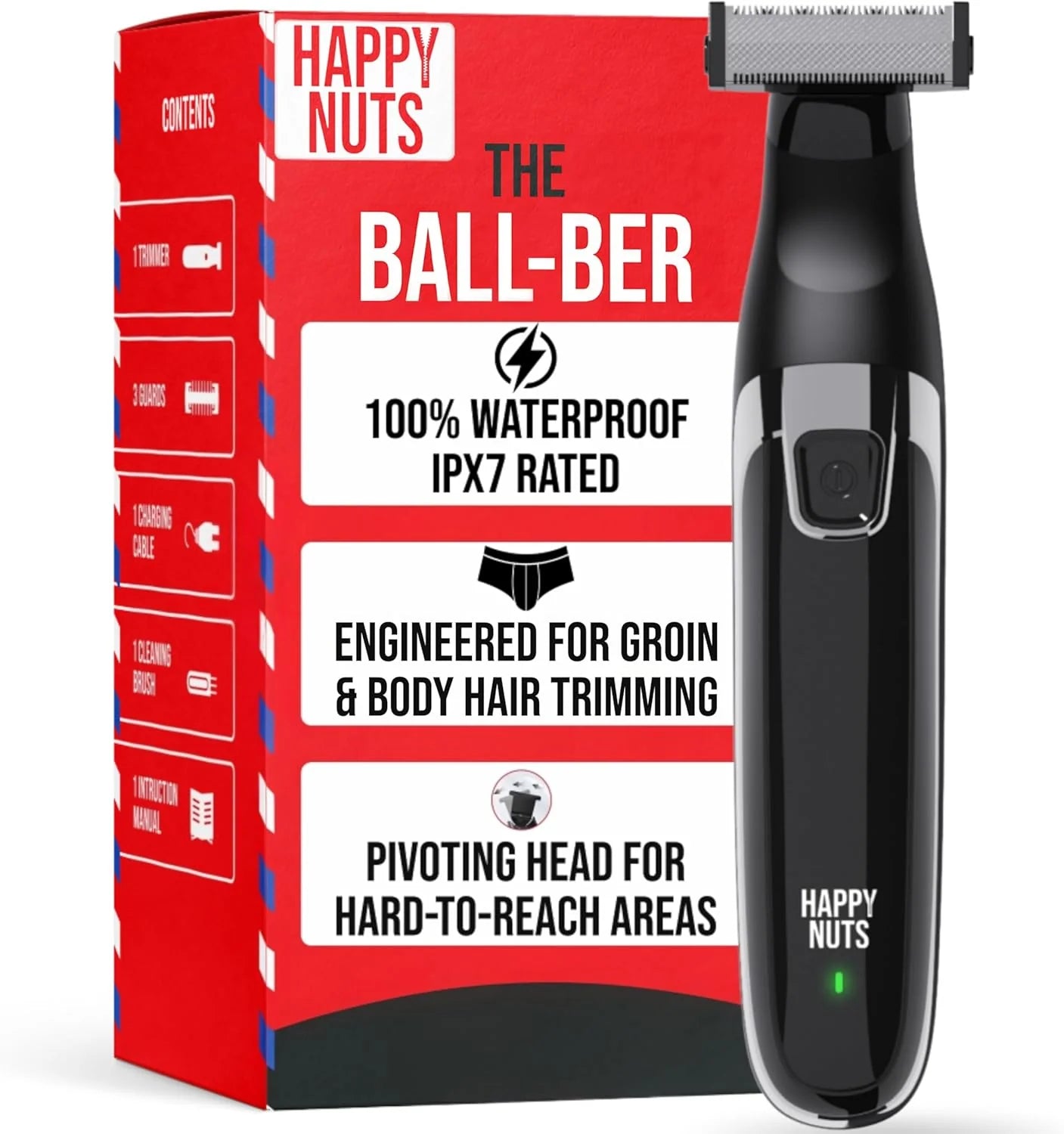 ZenVora Men's Electric Body Hair Trimmer, Rechargeable Waterproof Cordless Personal Grooming Shaver