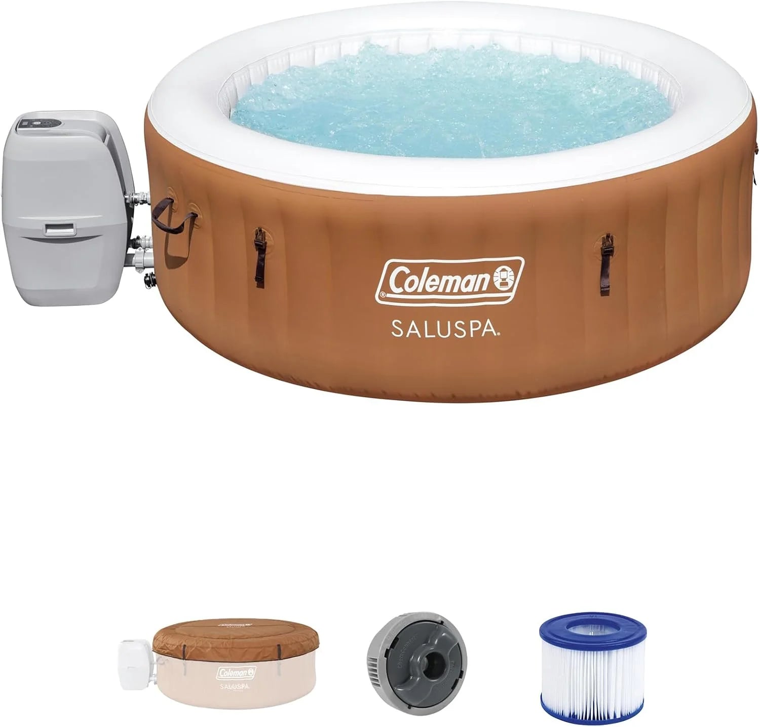 ZenVora 2-4 Person Inflatable Hot Tub, Portable Round Outdoor Spa with 120 Soothing Air Jets and Insulated Cover, Black