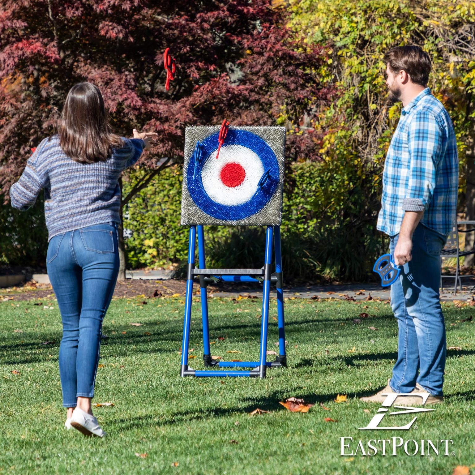 ZenVora Deluxe Steel Frame Axe Throw Target Game Set – 8 Foam Axes, Indoor/Outdoor Use