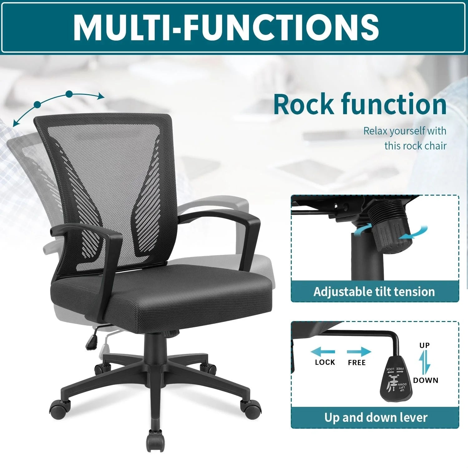 ZenVora Ergonomic Mesh Office Chair with Lumbar Support, Breathable Computer Desk Chair