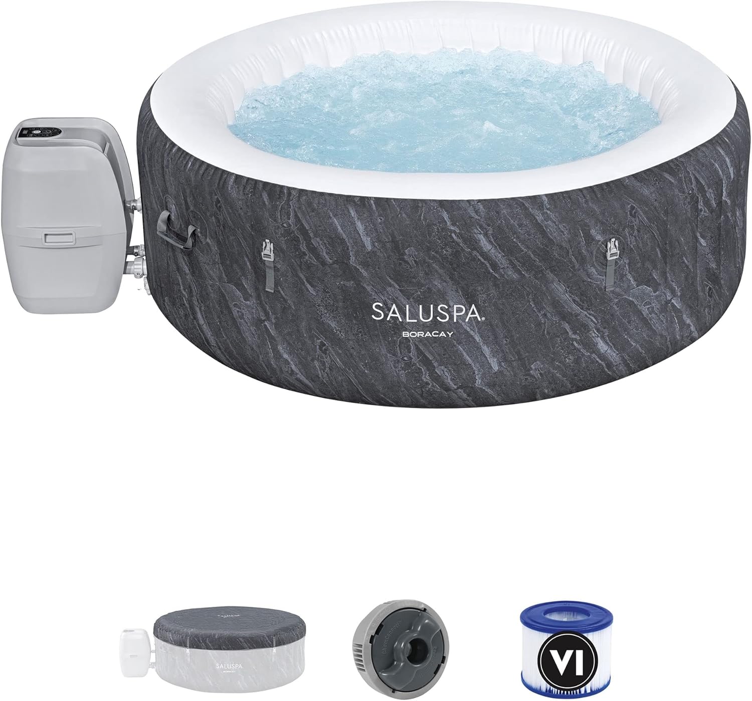 ZenVora 2-4 Person Inflatable Hot Tub Spa - Portable Outdoor Jacuzzi with 120 AirJets and EnergySense Cover