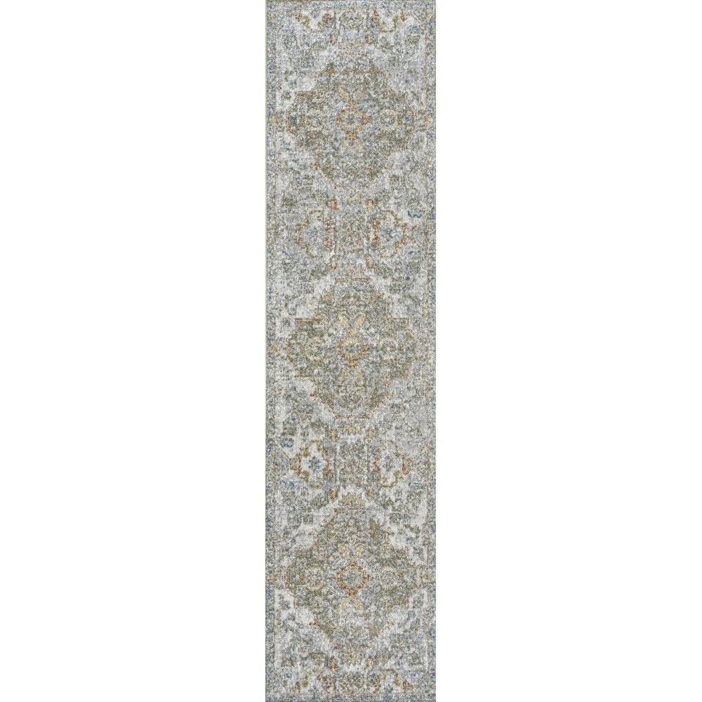 ZenVora Bohemian Medallion Low-Pile Machine-Washable Area Rug, Cream and Terra