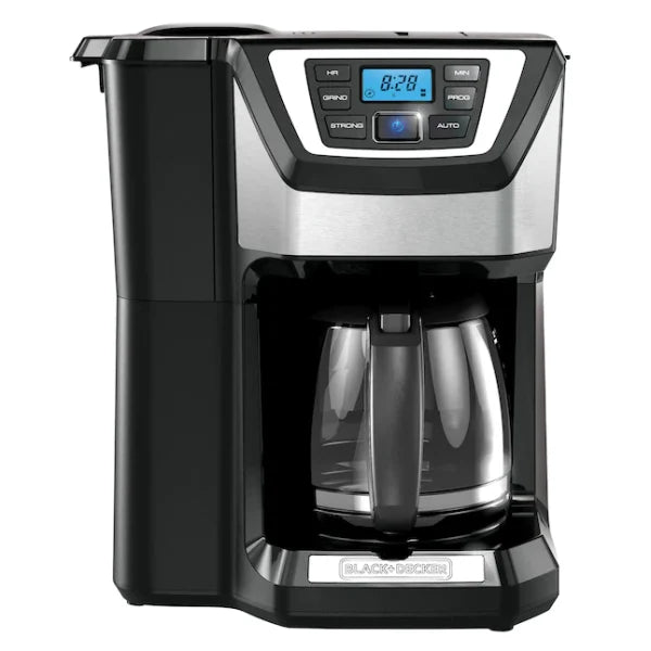 ZenVora 12-Cup Programmable Coffee Maker with Built-In Grinder, Stainless Steel Drip Coffee Machine with Auto Brew