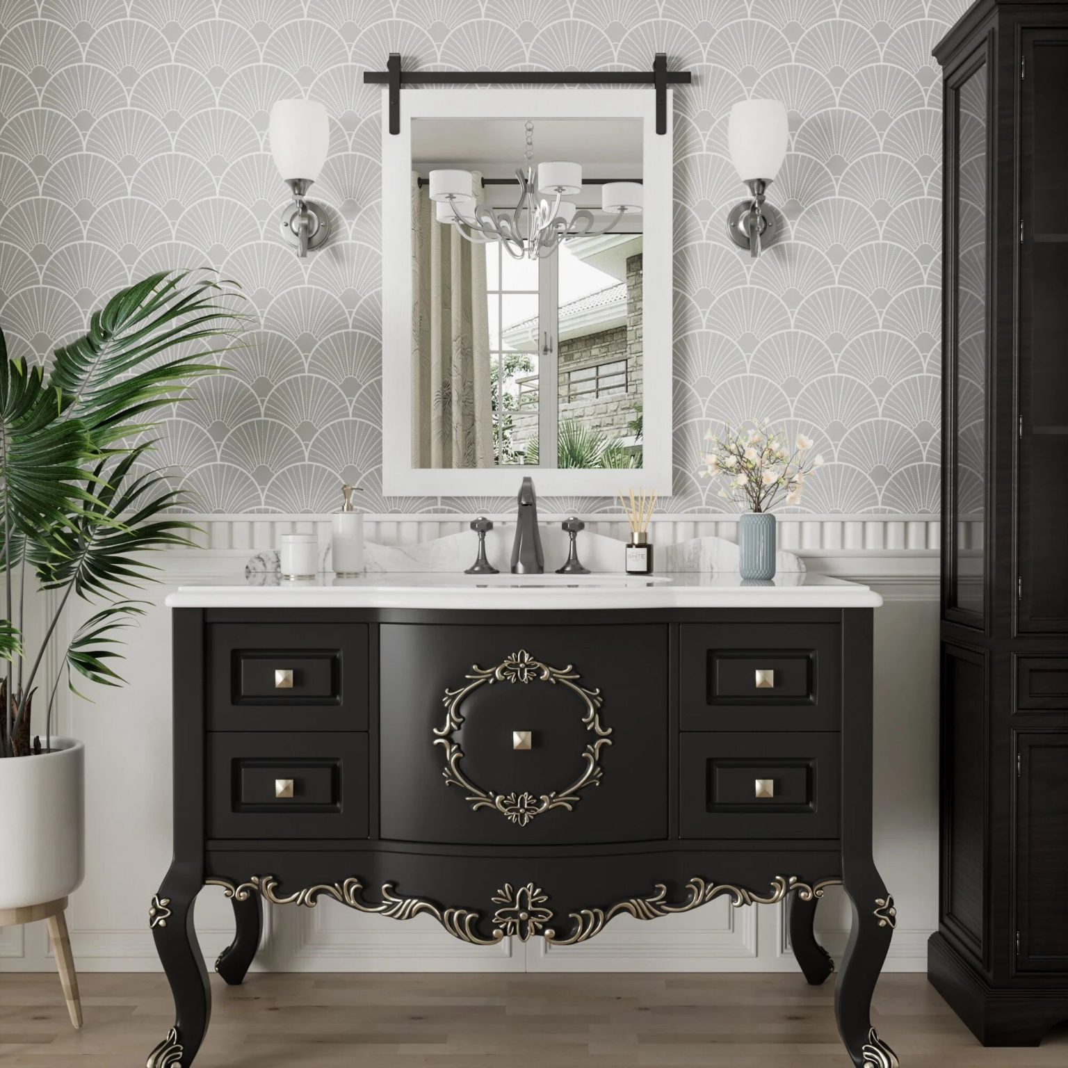 ZenVora Modern Rectangular Wall Mirror with Wood Frame, Bathroom and Barn Door Mirror, Multiple Sizes