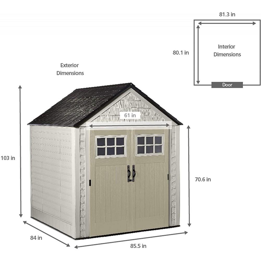 ZenVora 7 x 7-Ft. Resin Outdoor Garden Storage Shed with Windows and Utility Hooks, Sand
