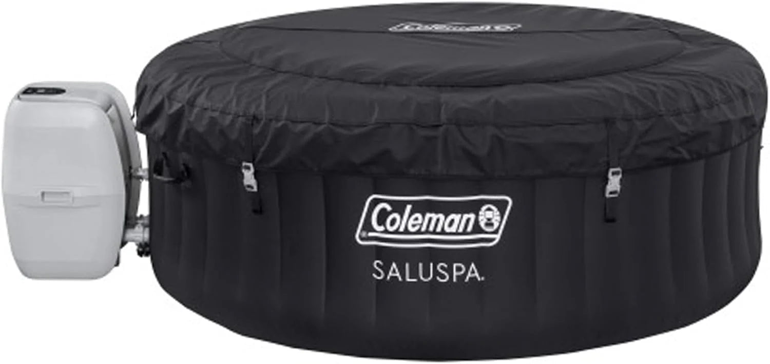 ZenVora 2-4 Person Inflatable Hot Tub, Portable Round Outdoor Spa with 120 Soothing Air Jets and Insulated Cover, Black