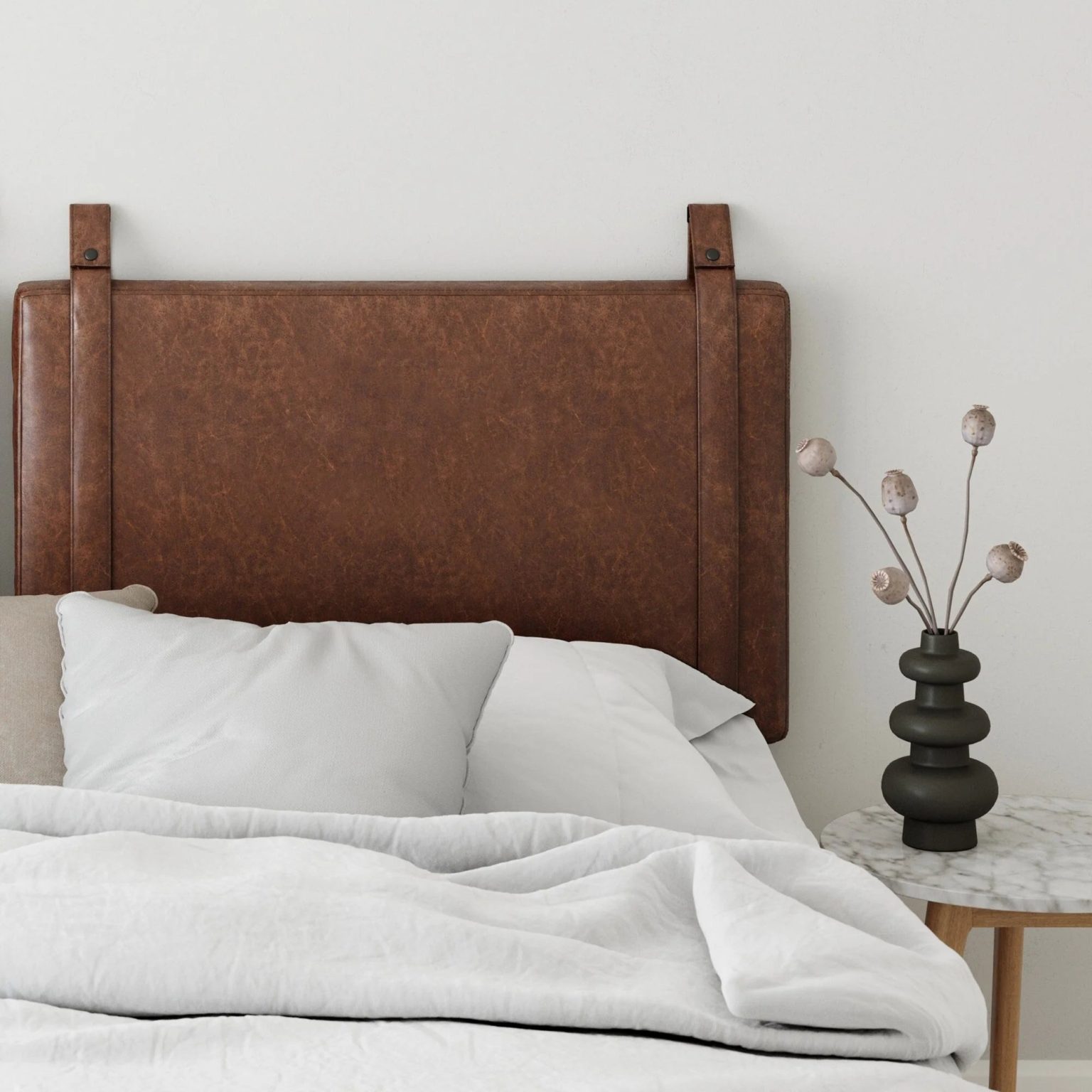 ZenVora Wall Mount Upholstered Headboard with Metal Rail - Modern Bedroom Headboard