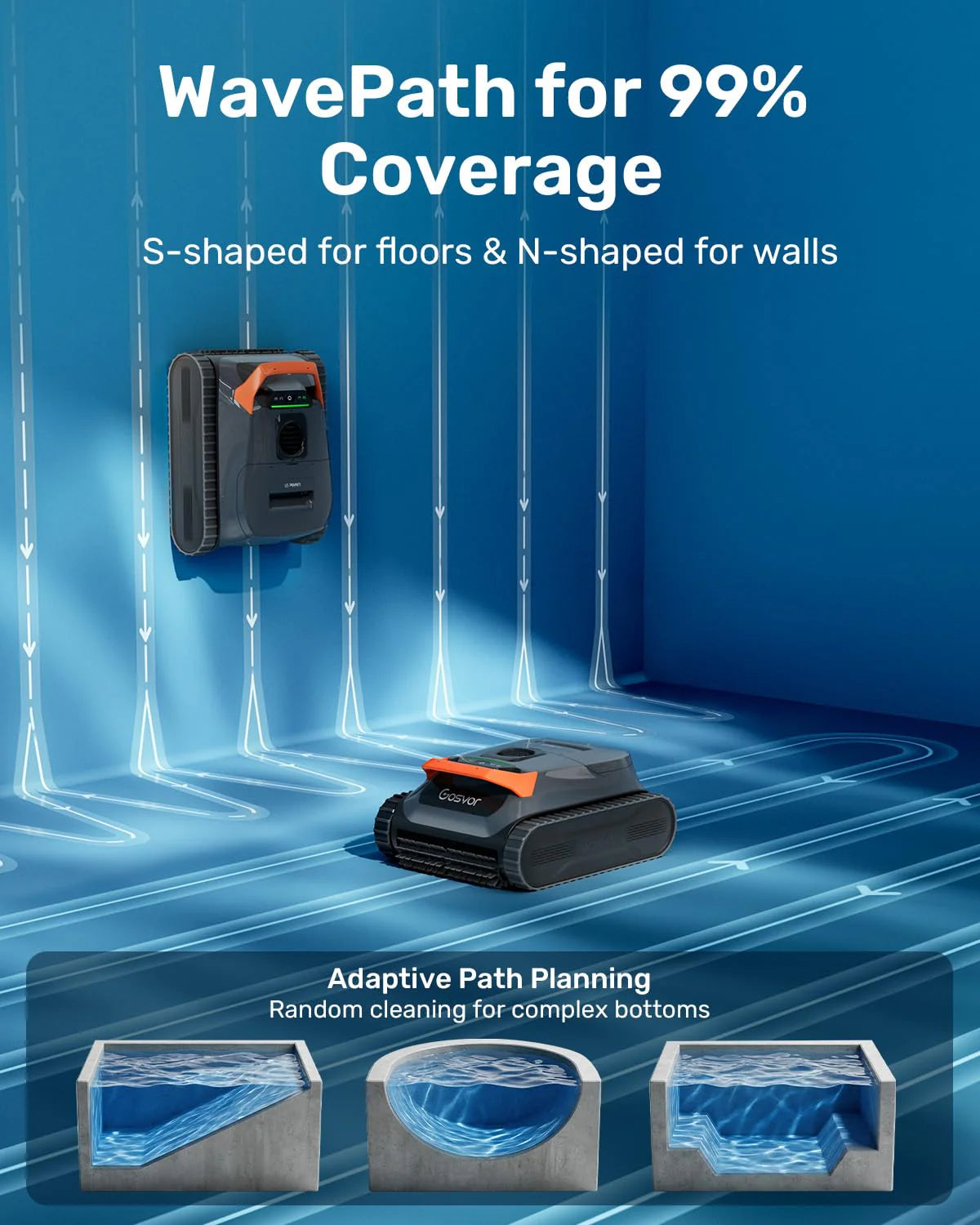 ZenVora Cordless Robotic Pool Vacuum Cleaner, Smart Navigation with Wall and Waterline Cleaning