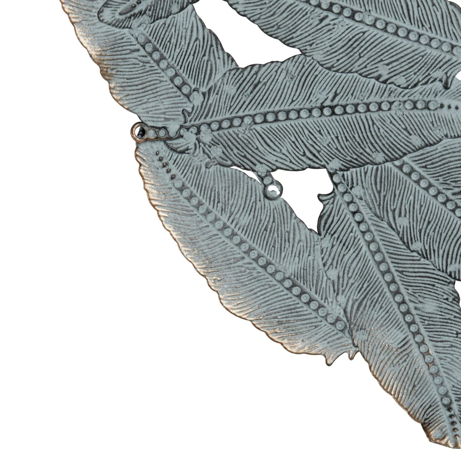 ZenVora Textured Feather 3-Piece Metal Disc Wall Decor Set, Decorative Wall Art for Home