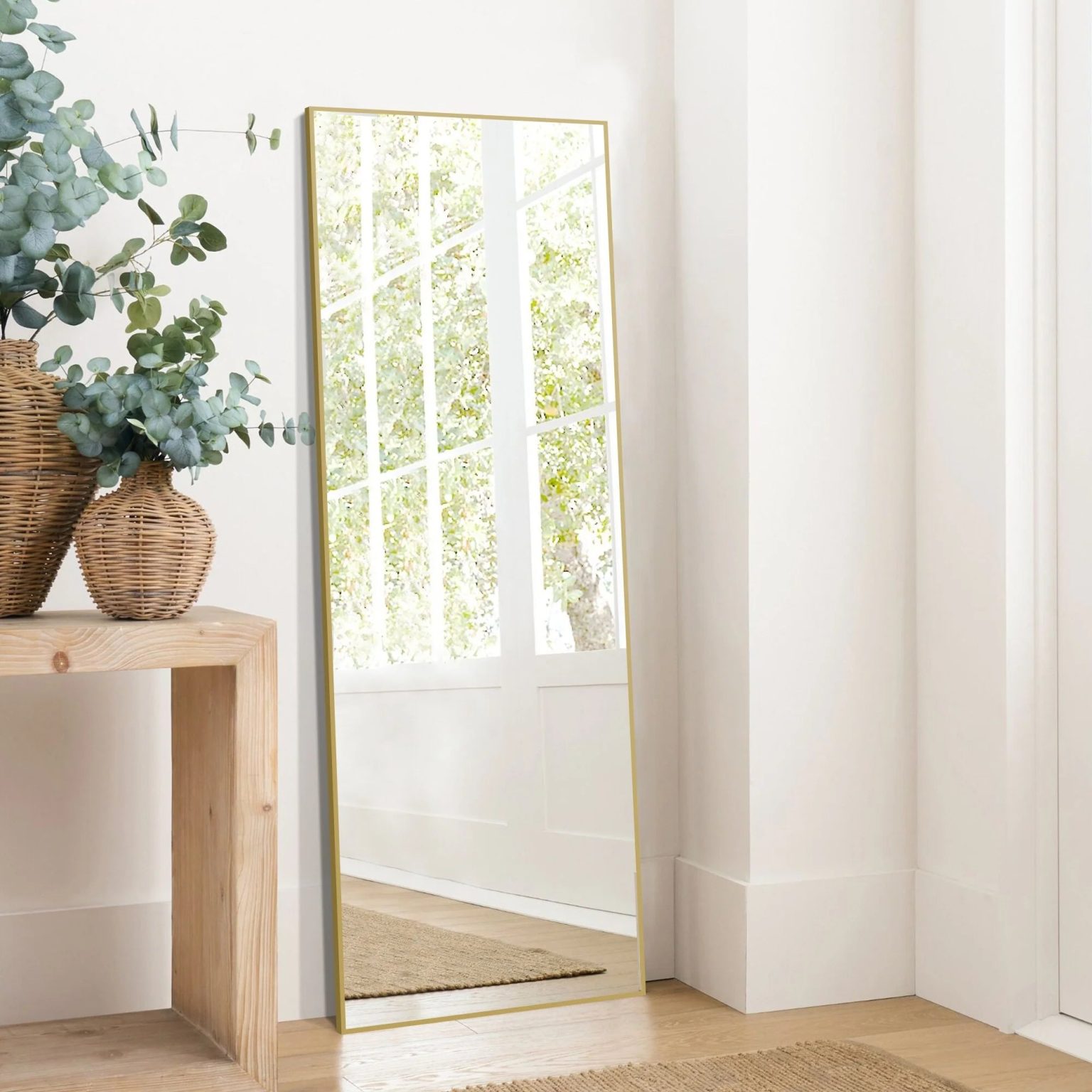 ZenVora 64x21 Full Length Floor Mirror, Large Full Body Aluminum Alloy Frame Standing Mirror with Stand and Wall Mount Option