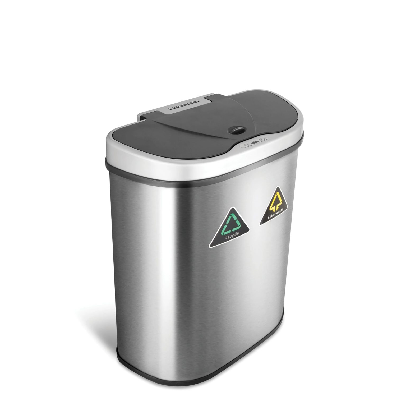 ZenVora 18 Gallon Dual Compartment Motion Sensor Trash Can, Automatic Hands-Free Kitchen Garbage Bin