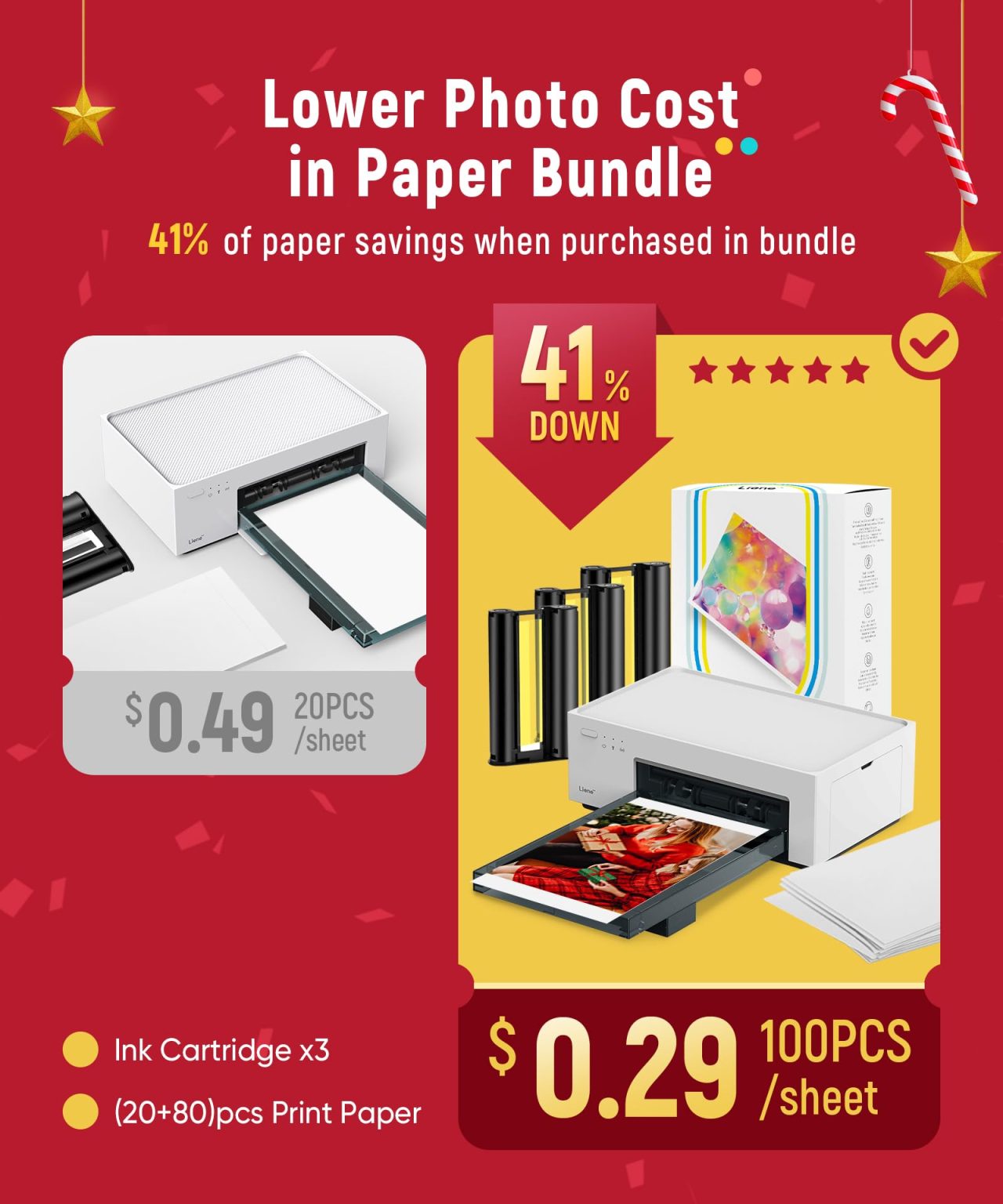 ZenVora 46-Photo Printer with Wi-Fi, 100 Sheets, Thermal Dye-Sublimation, Compatible with iPhone and Android