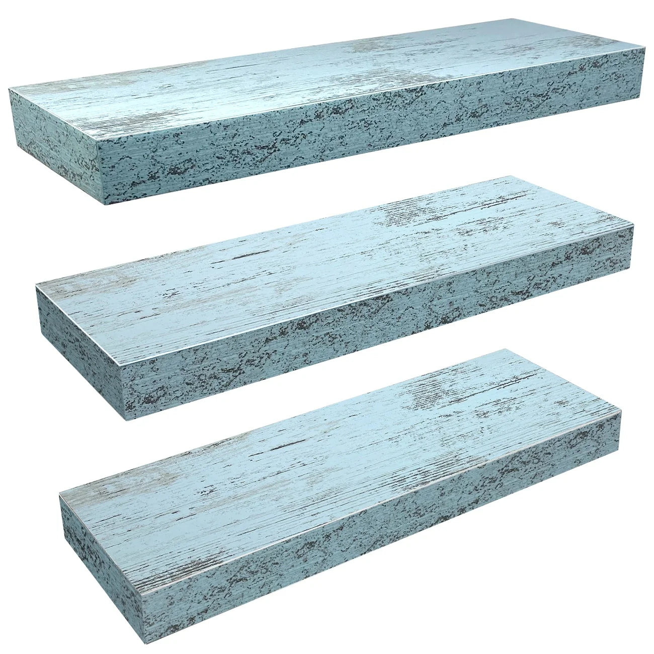 ZenVora 3-Pack Rustic Wood Floating Wall Shelves, Beach Style Hanging Display and Storage Shelves
