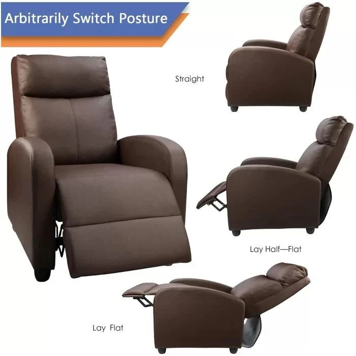 ZenVora PU Leather Recliner Chair, Single Living Room Sofa Lounge Chair with Reclining Function
