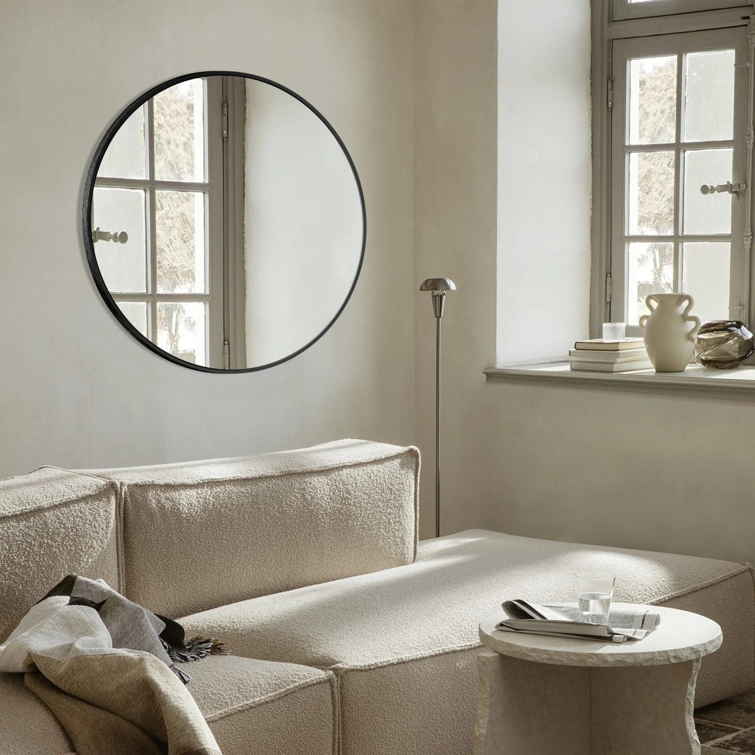 ZenVora Modern Round Bathroom Vanity Mirror, Wall Mounted Circular Mirror for Bathroom, Bedroom and Home Decor