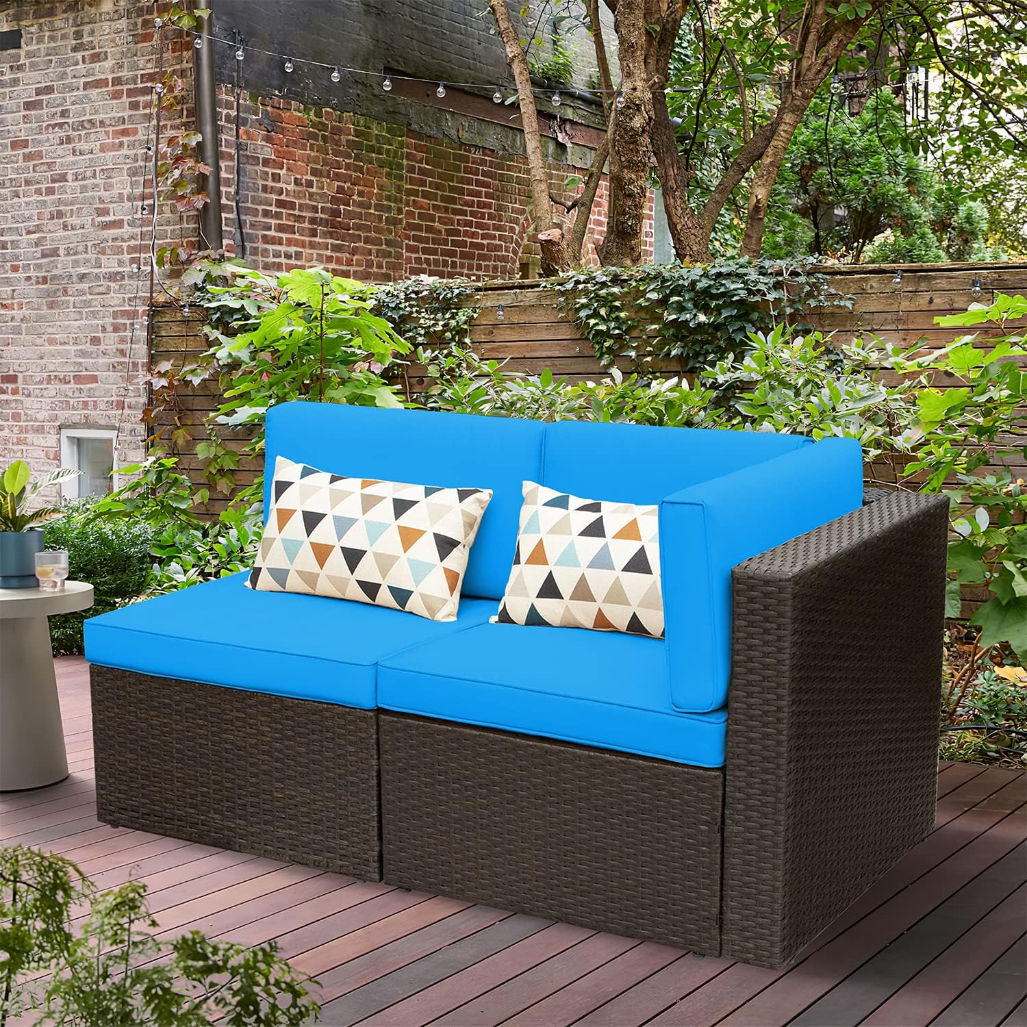 ZenVora 5-Piece All-Weather Patio Furniture Set with Cushions, Outdoor Wicker Conversation Sofa Set for Garden, Deck & Backyard