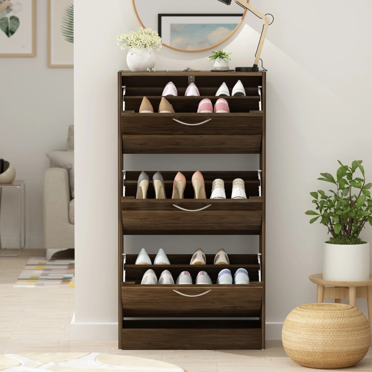 ZenVora Modern Shoe Storage Cabinet for Entryway and Hallway, Space-Saving Shoe Organizer