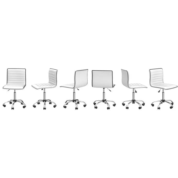 ZenVora Adjustable Mid-Back Armless Swivel Office Chair, Ribbed Task and Vanity Chair for Small Spaces