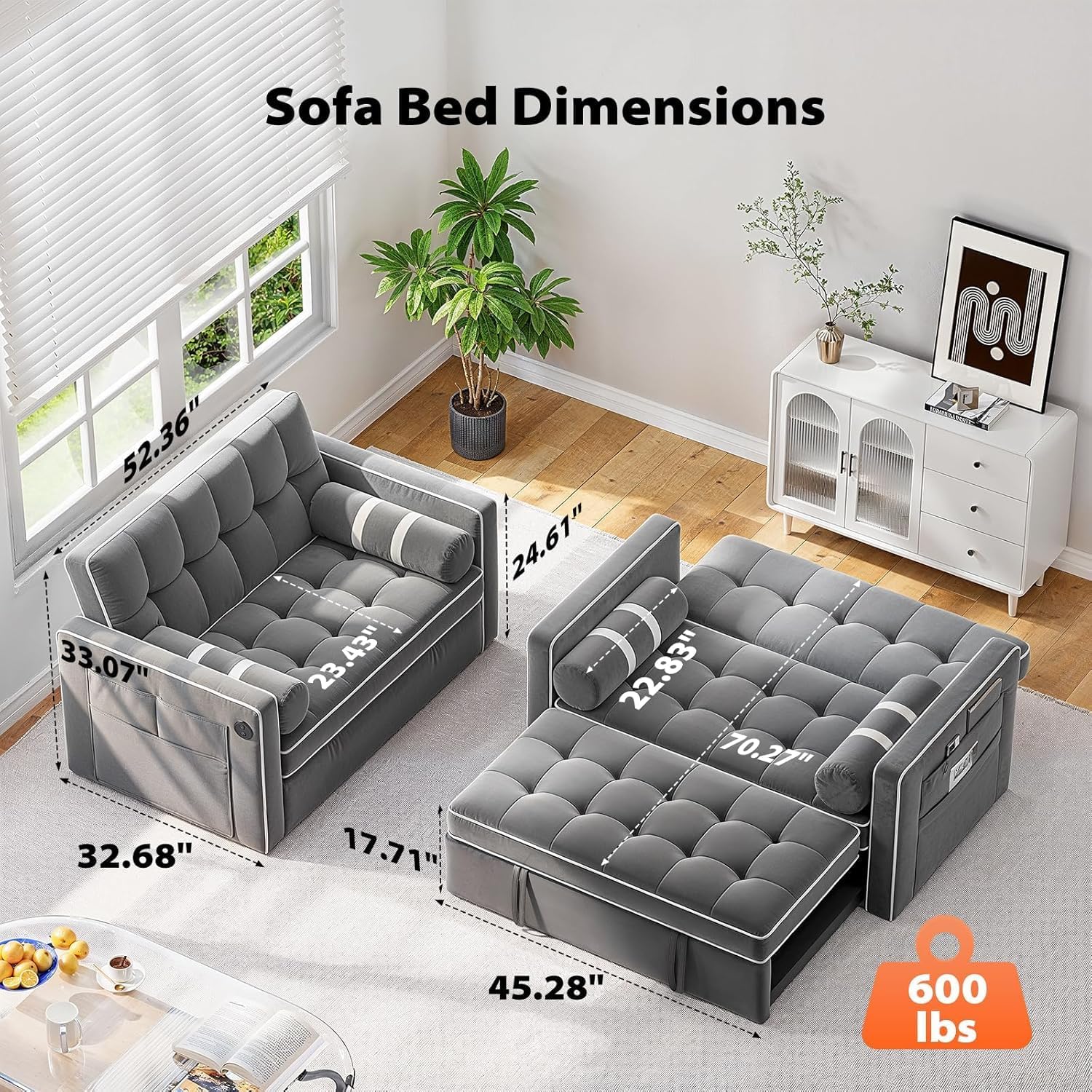 ZenVora 3-in-1 Convertible Sleeper Sofa Bed