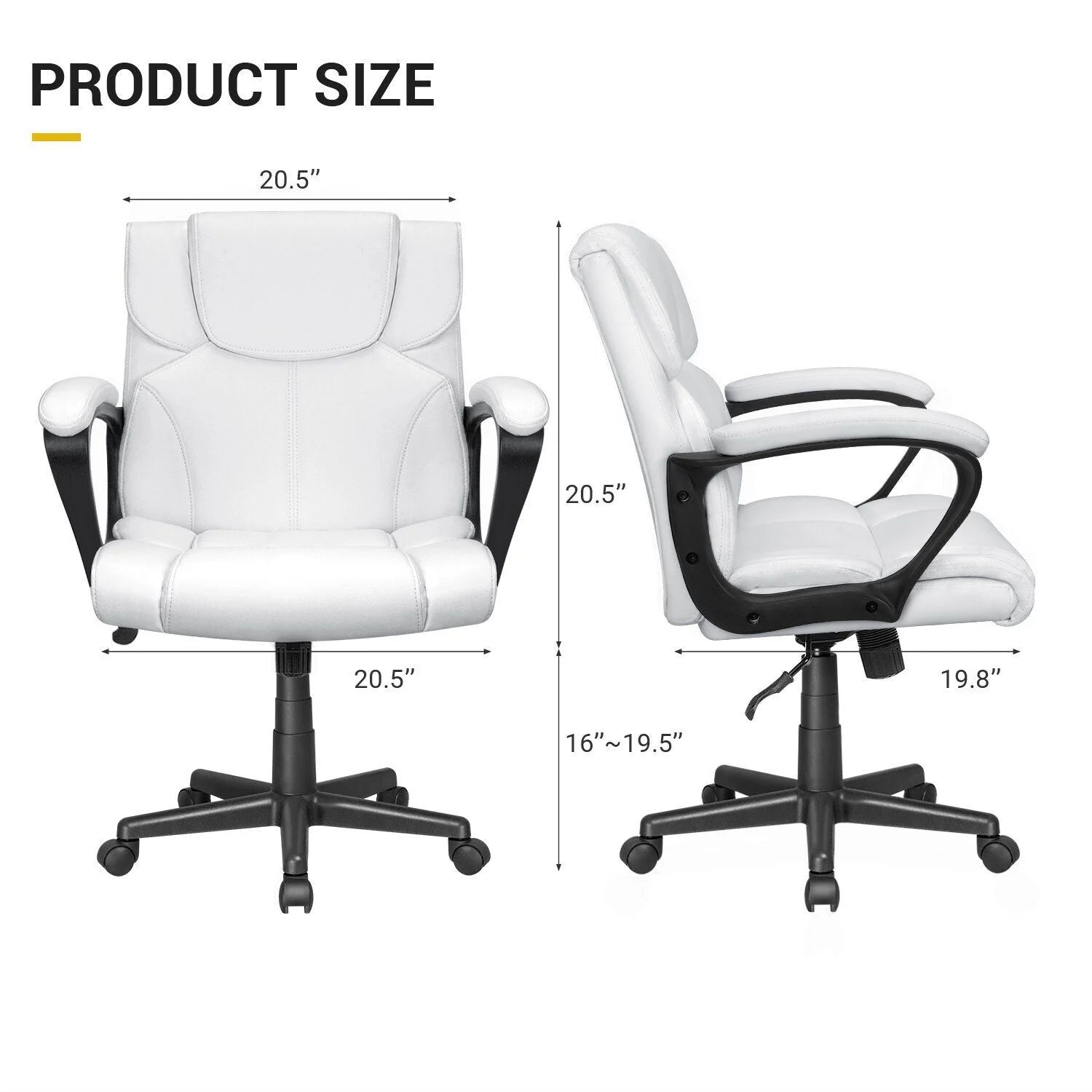 ZenVora Mid Back Office Chair, Ergonomic Swivel Computer Task Chair for Home Office, Work and Study