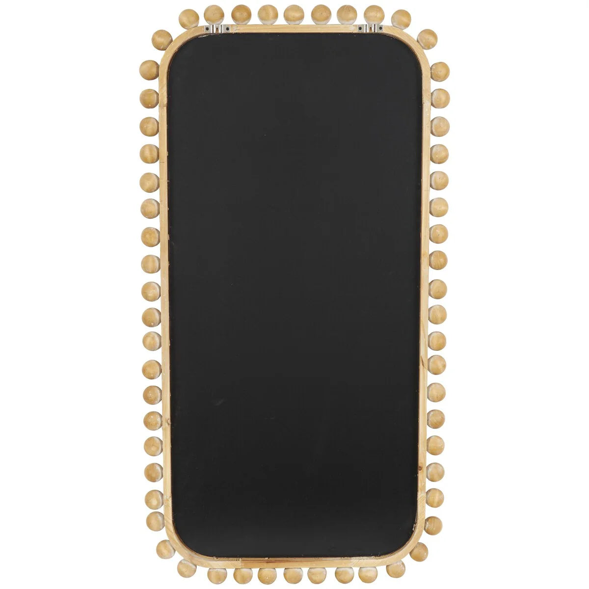 ZenVora Brown Wood Wall Mirror with Beaded Frame, Rustic Decorative Mirror for Home