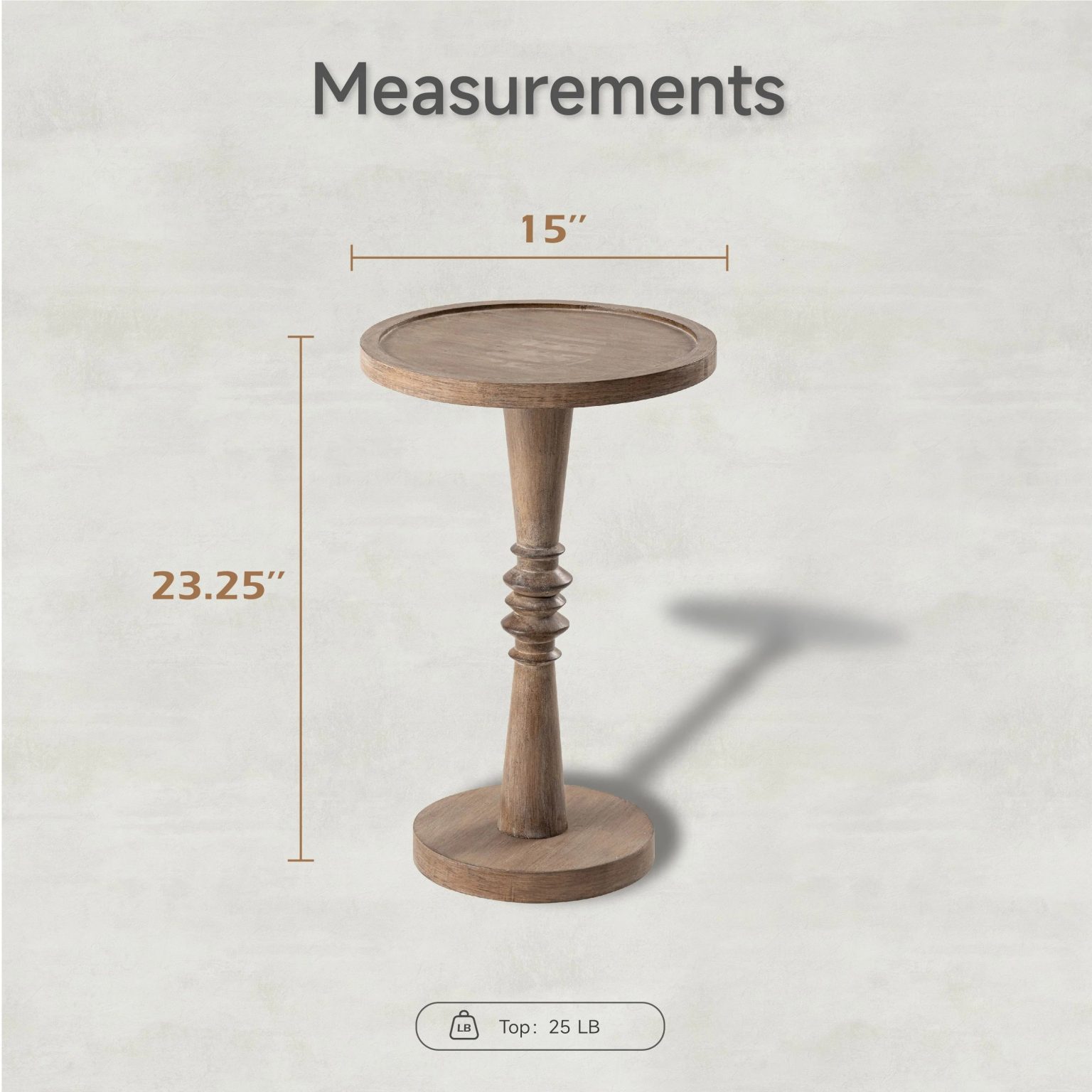 ZenVora Small Pedestal End Table with Tray Top, Farmhouse Distressed Finish Accent Table