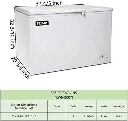 ZenVora Commercial Top Chest Freezer 7 Cu. Ft - Deep Ice Cream Freezer with Wire Storage Basket, Solid Door, for Groceries, Kitchen, Restaurant White