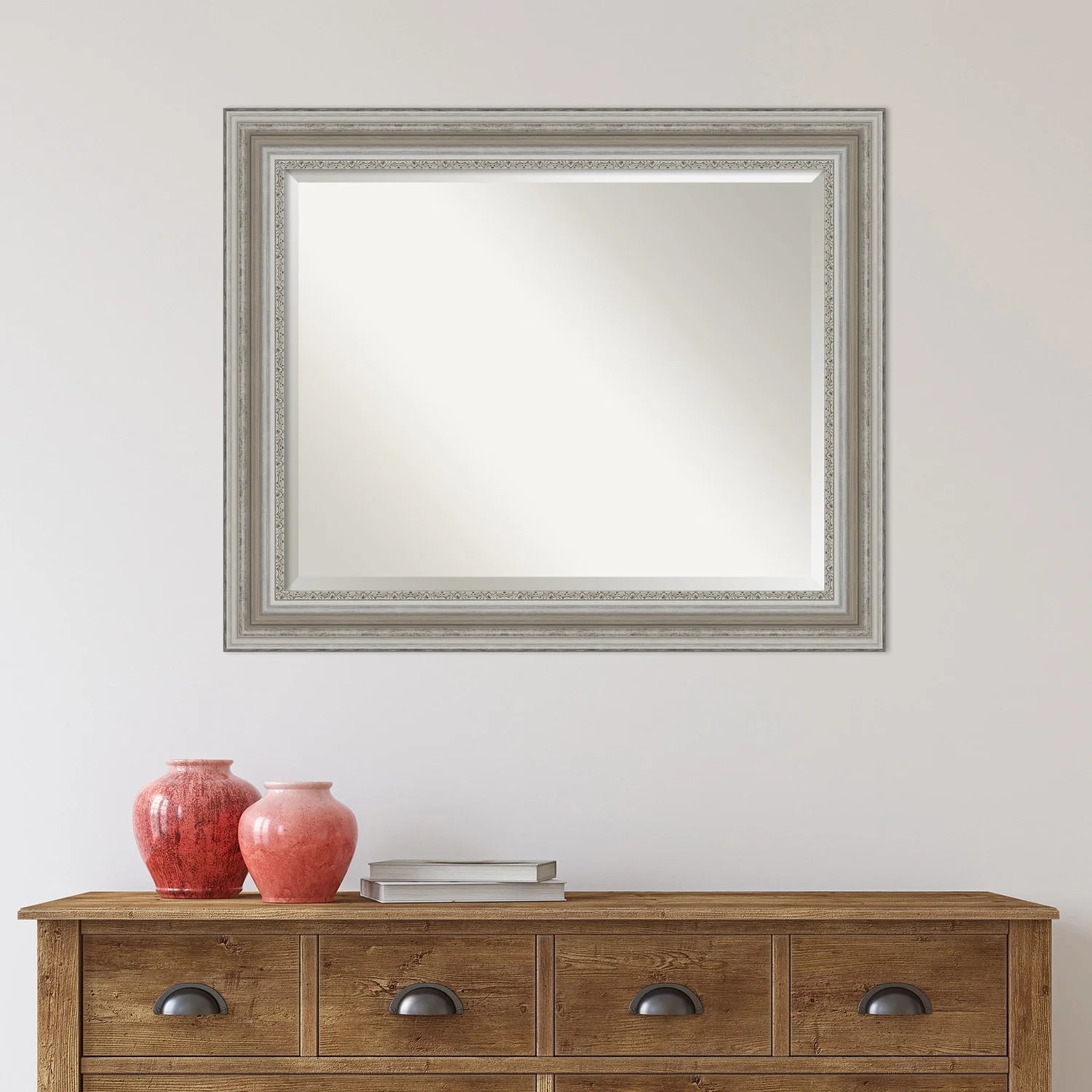 ZenVora Beveled Bathroom Wall Mirror, Silver Frame Decorative Vanity Mirror for Bathroom, Bedroom and Entryway