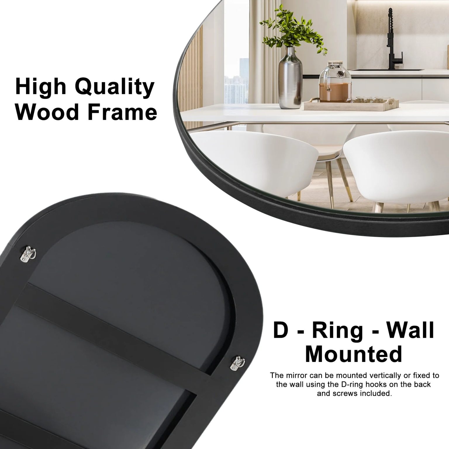 ZenVora Arched Full Length Wood Floor Mirror, Full Body Standing and Wall Mounted Mirror for Bedroom, Living Room and Home Decor