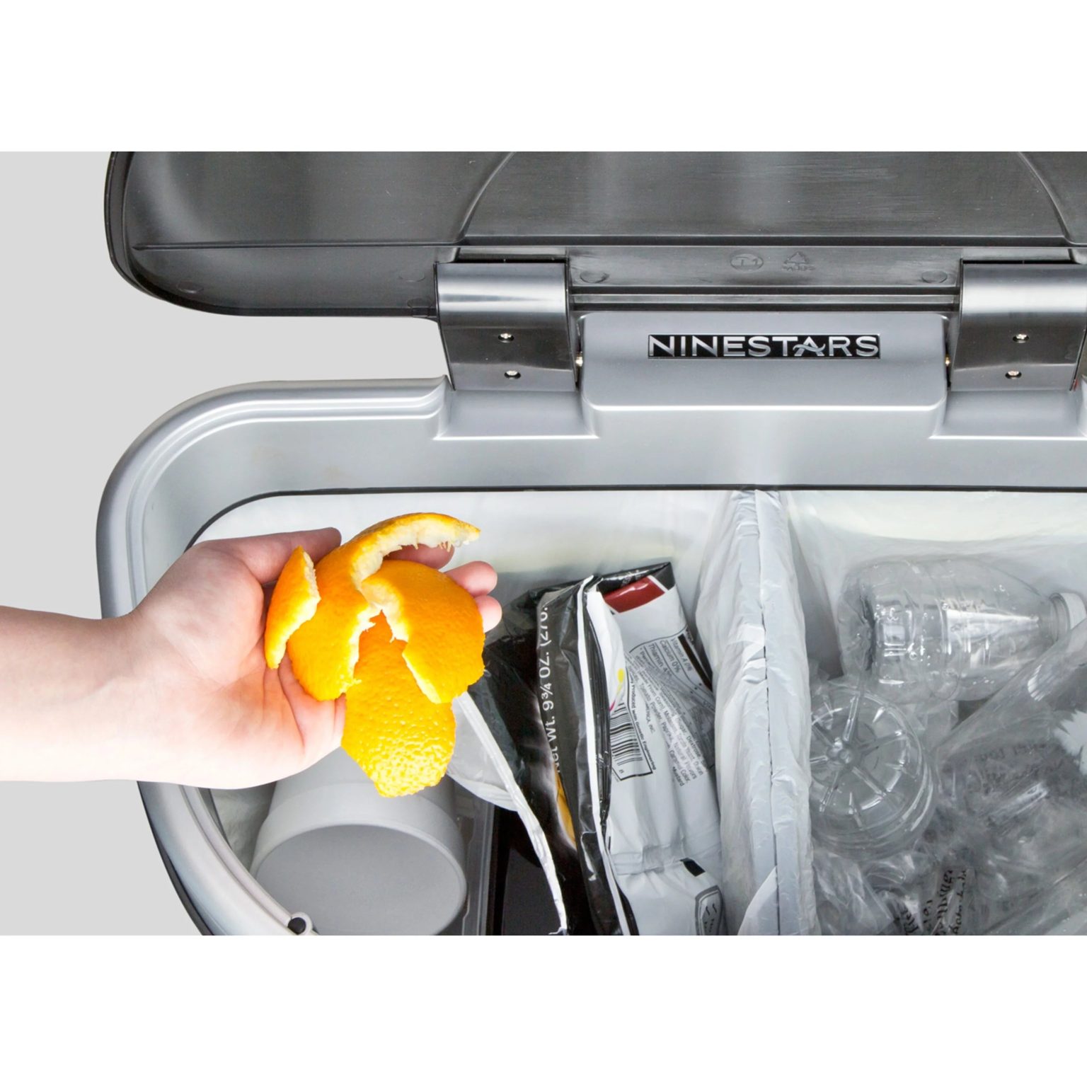 ZenVora 18 Gallon Dual Compartment Motion Sensor Trash Can, Automatic Hands-Free Kitchen Garbage Bin