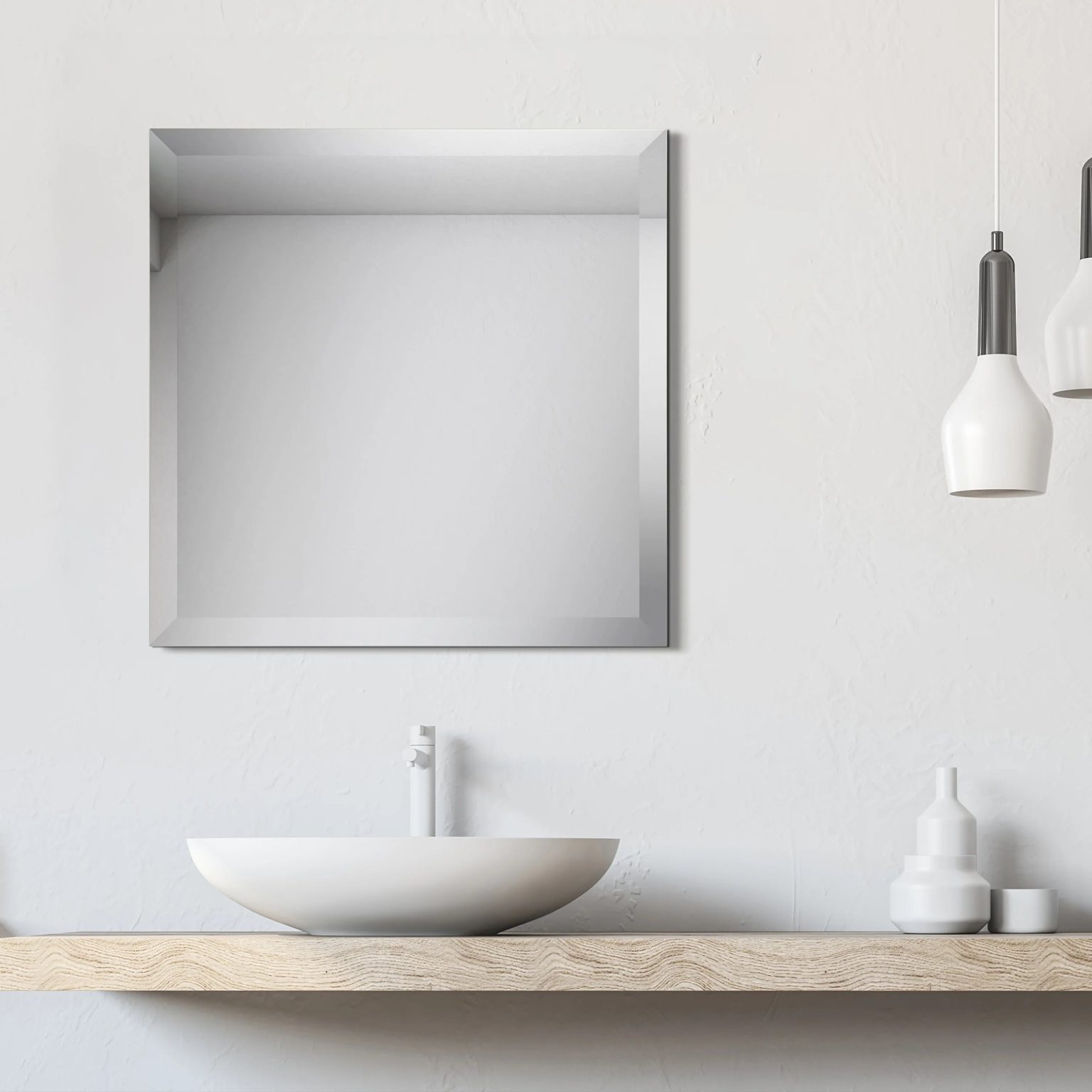 ZenVora Frameless Beveled Prism Wall Mirror, Clear Square or Rectangular Decorative Mirror for Bathroom, Bedroom and Home Decor