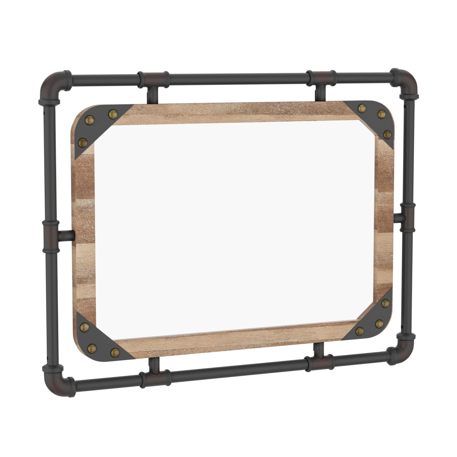 ZenVora 31 Inch Industrial Metal Floating Wall Mirror, Modern Decorative Wall Mirror