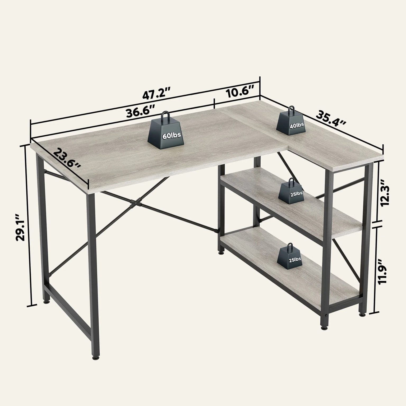 ZenVora Small L Shaped Computer Desk with Storage Shelves, Compact Corner Workstation for Home Office and Study