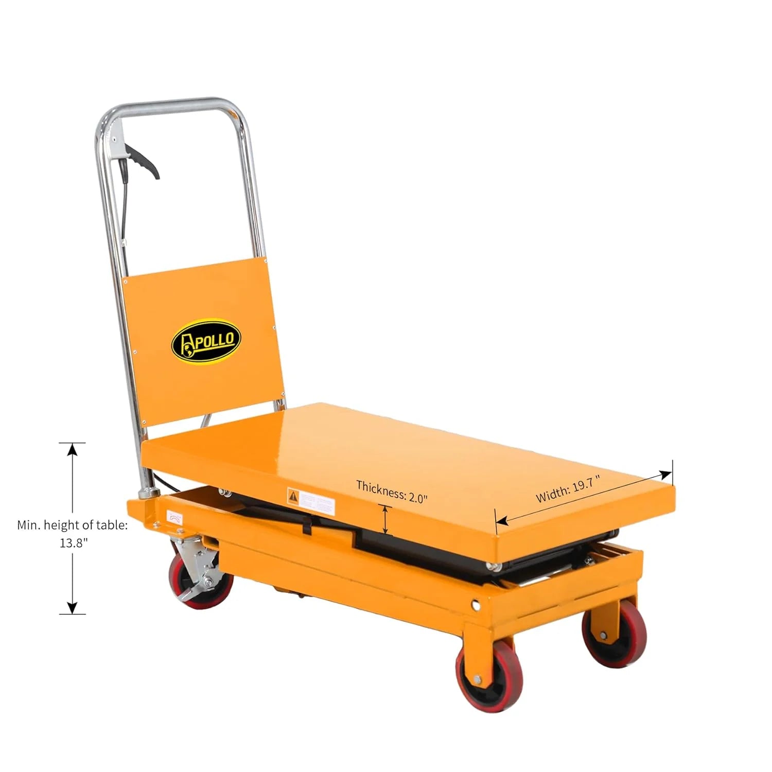 ZenVora Hydraulic Lift Table Cart 770 lbs Capacity, 51" Max Height, Double Scissor Lift with Safety Guard & 4 Wheels