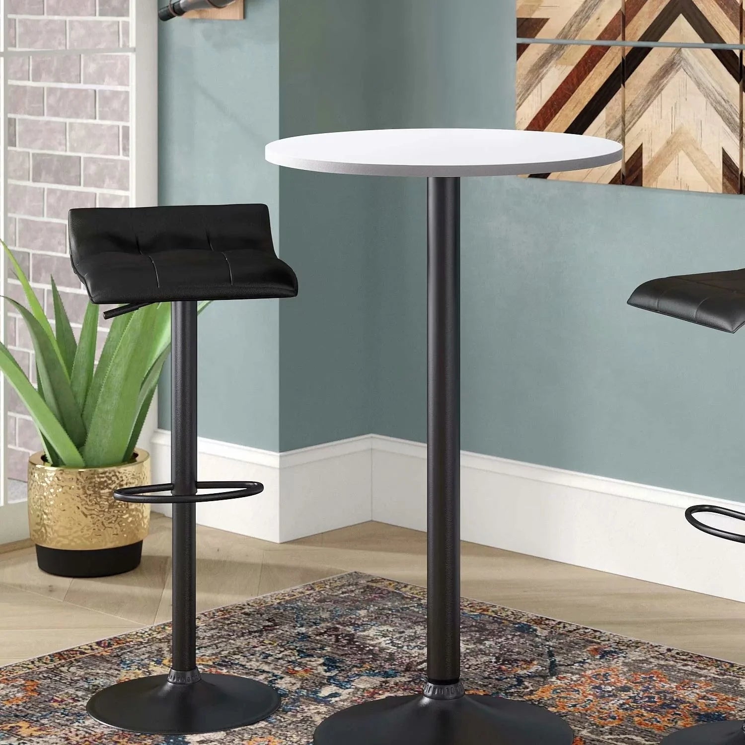 ZenVora Round Bistro Pub Table, Bar Height Cocktail Table with Metal Base and MDF Top, 23.8 Inch