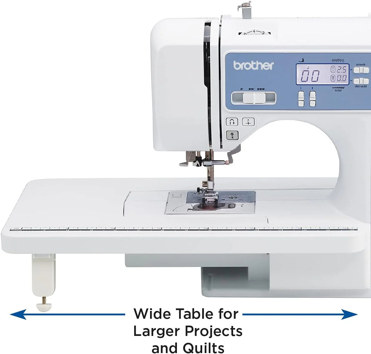 ZenVora Computerized Sewing and Quilting Machine, 165 Built-in Stitches, LCD Display, Wide Table, 8 Included Presser Feet, White, 20 x 12 x 17 Inches