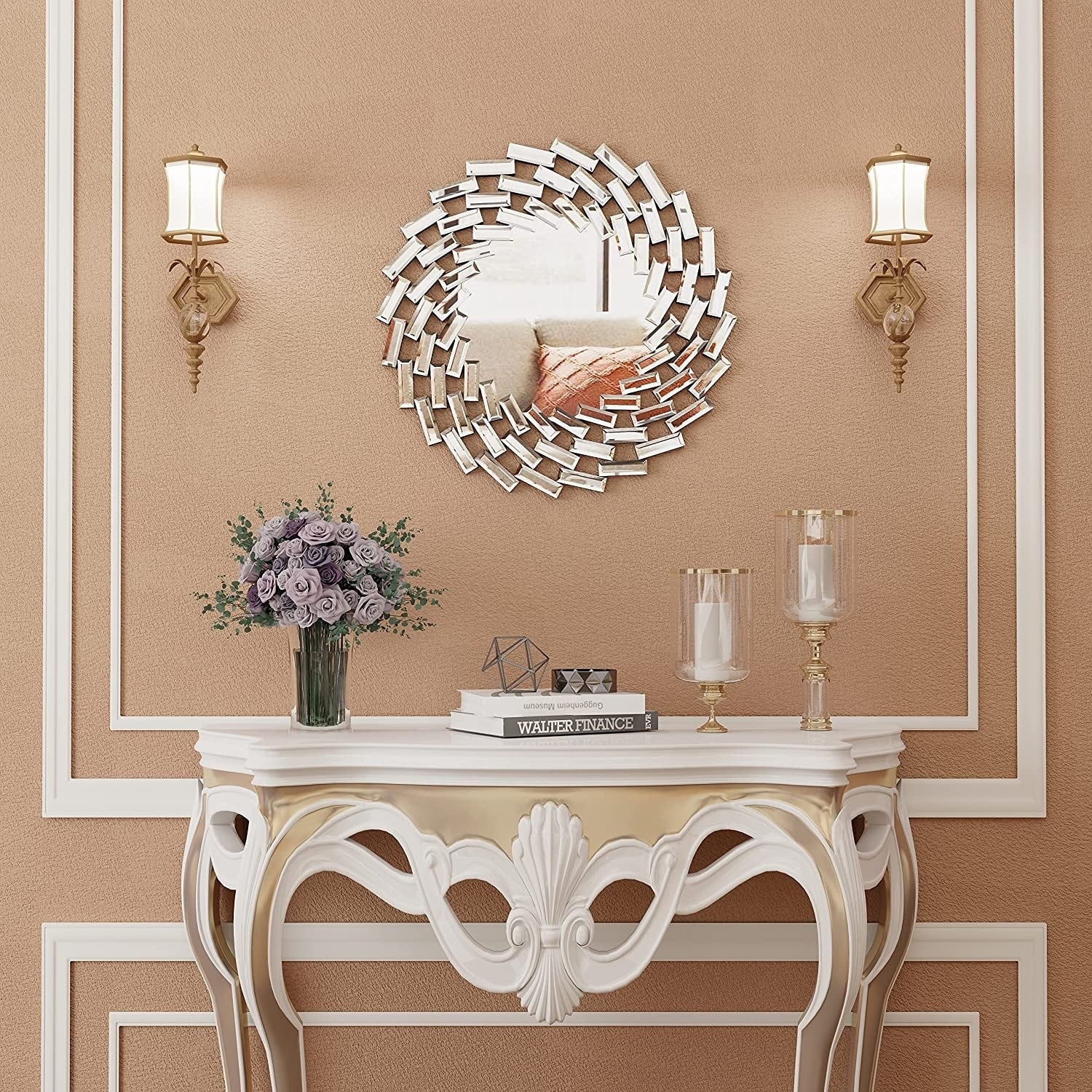 ZenVora Round Sunburst Wall Mirror, Decorative Accent Mirror for Living Room, Bedroom and Entryway Home Decor