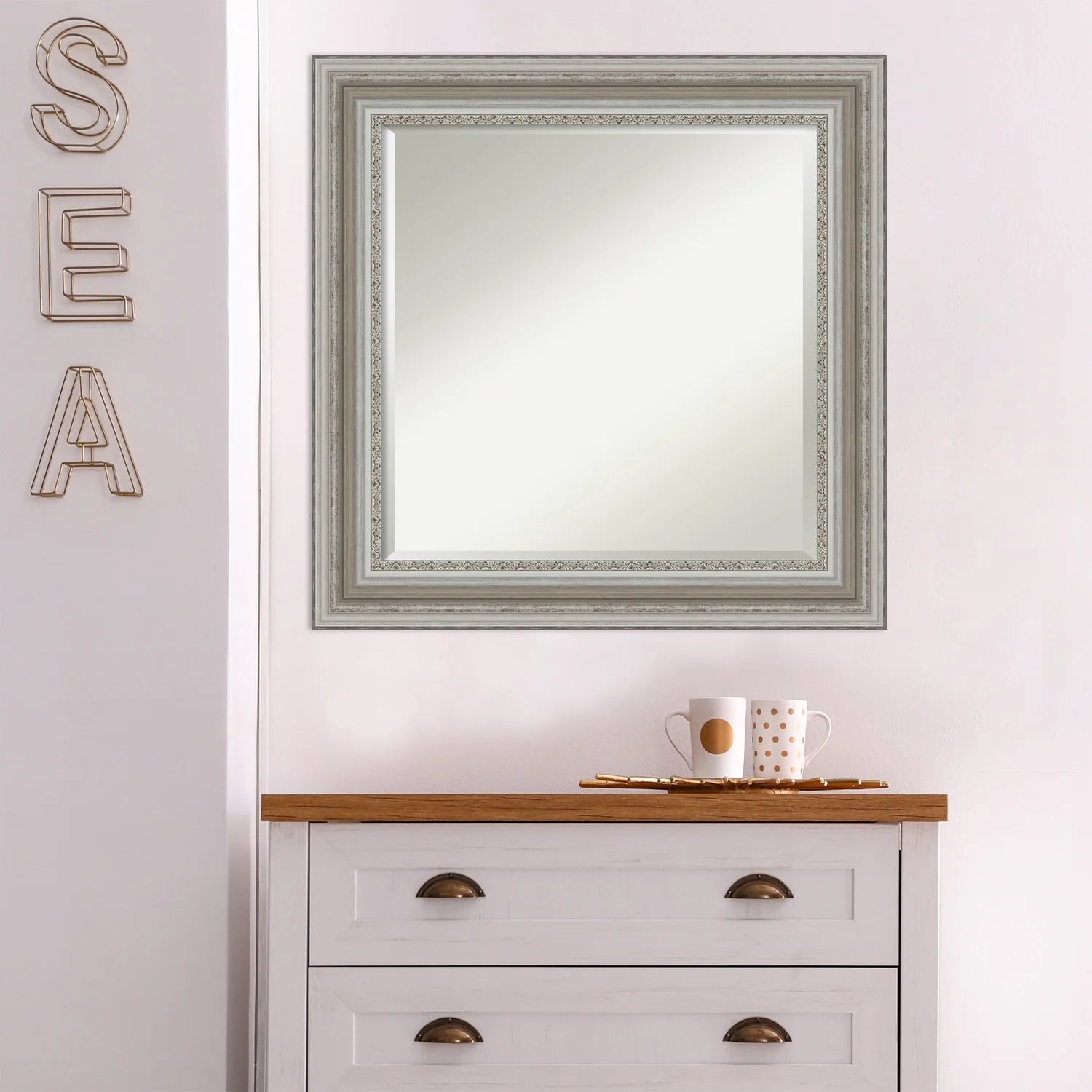 ZenVora Beveled Bathroom Wall Mirror, Silver Frame Decorative Vanity Mirror for Bathroom, Bedroom and Entryway