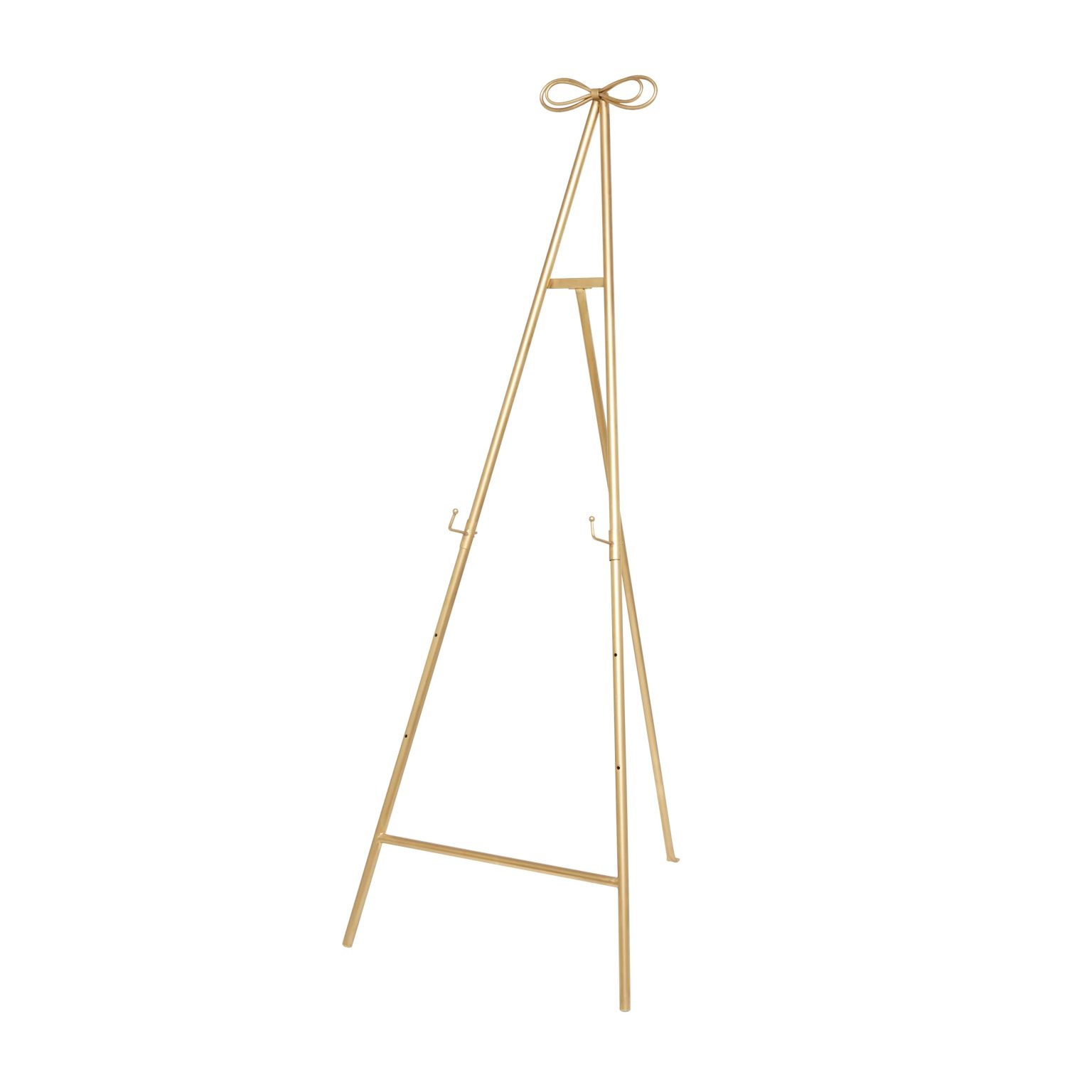 ZenVora Tall Adjustable 3-Tier Metal Display Stand, Gold Floor Easel with Bow Top