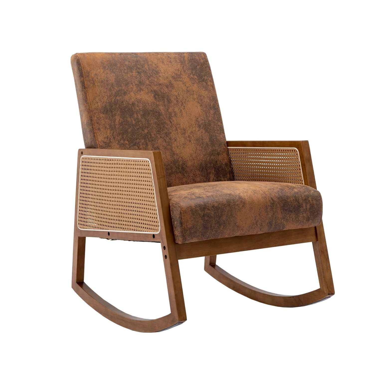 ZenVora Upholstered Tall Back Rocking Chair, Smooth Gliding Accent Armchair for Comfortable Living Room Seating