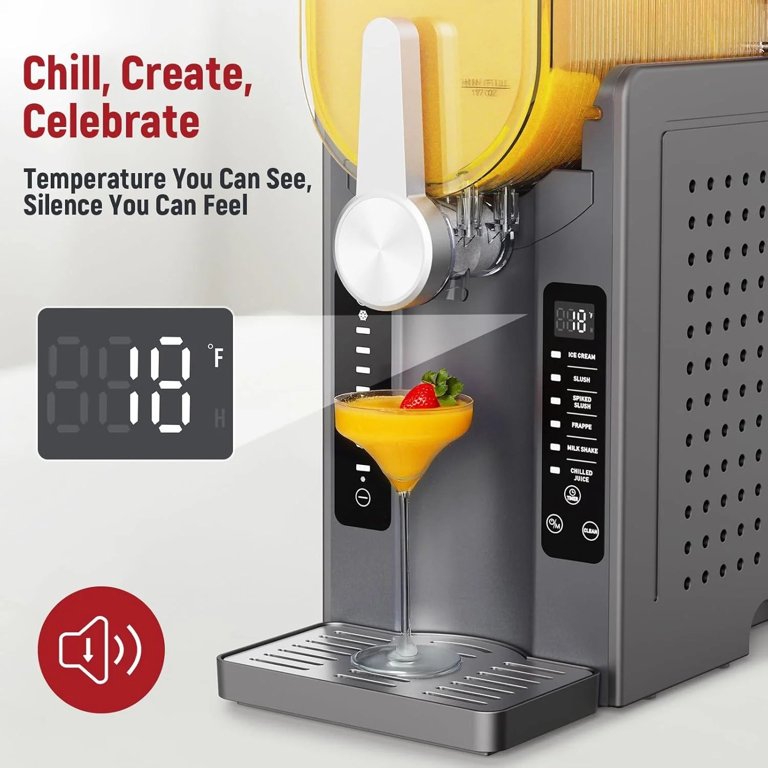 ZenVora Slushie Machine for Home, No-Ice Frozen Drink Maker, Real-Time Temperature Display, Auto-Cleaning, 6 Preset Modes, Frozen Margaritas, Cocktails, Frappes, Smoothies, Milkshakes