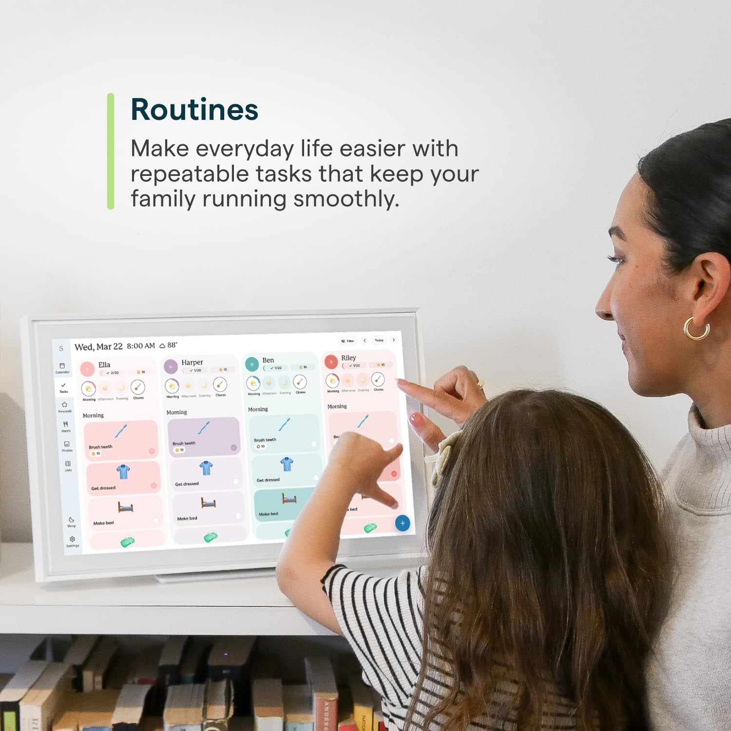 ZenVora 15 Inch Digital Wall Planner & Chore Chart, Smart Family Calendar Organizer Display for Home Organization